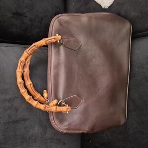 Gucci Jackie Brown Leather Doubke Bamboo Handkes and Zip Pulls